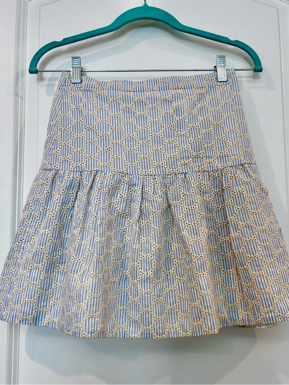 LIKE NEW Sz 2 J. Crew J Crew J.Crew Esplanande Mini Blue Seersucker Eyelet Skirt